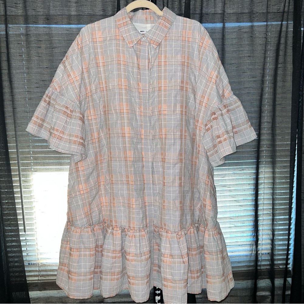 ASOS Plaid Dress in Gray, Black, White and Orange